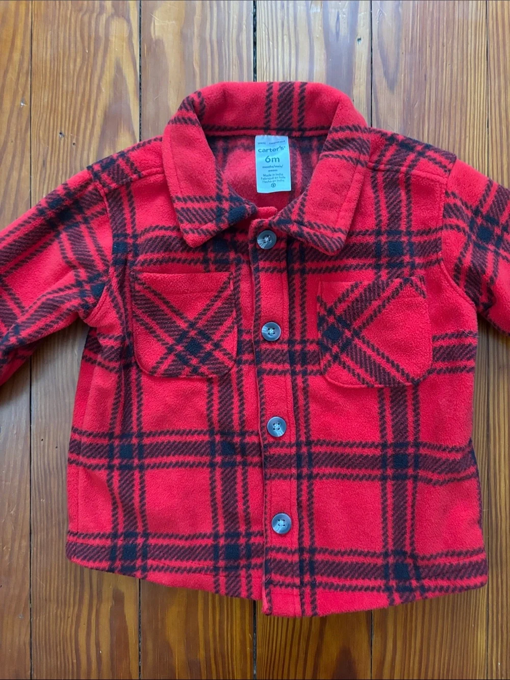 Carter's Red and Black Plaid Fleece Jacket